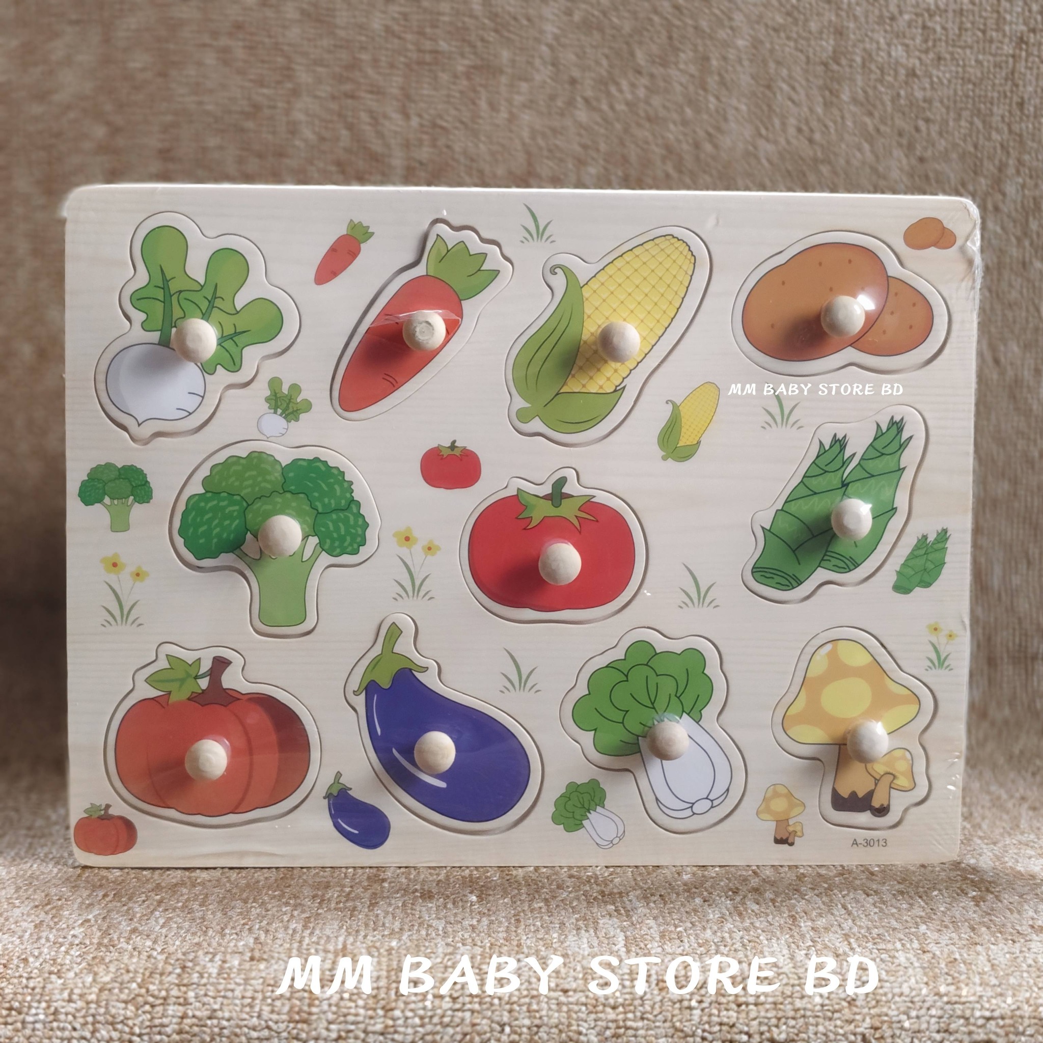 Wooden Knob Puzzle: Vegetable Recognition