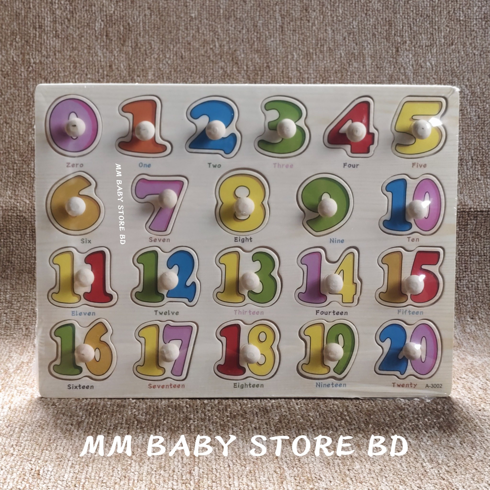 Wooden Number Knob Puzzle