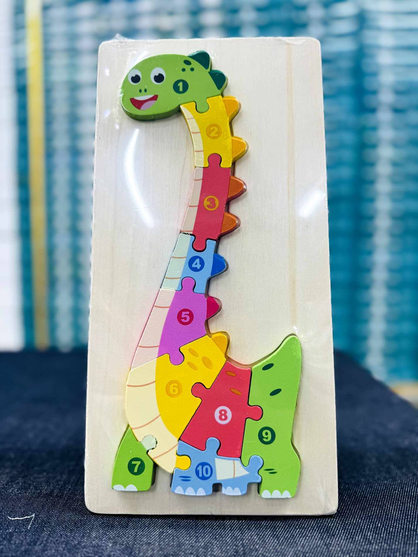 Wooden Long-Neck Dinosaur Number Puzzle