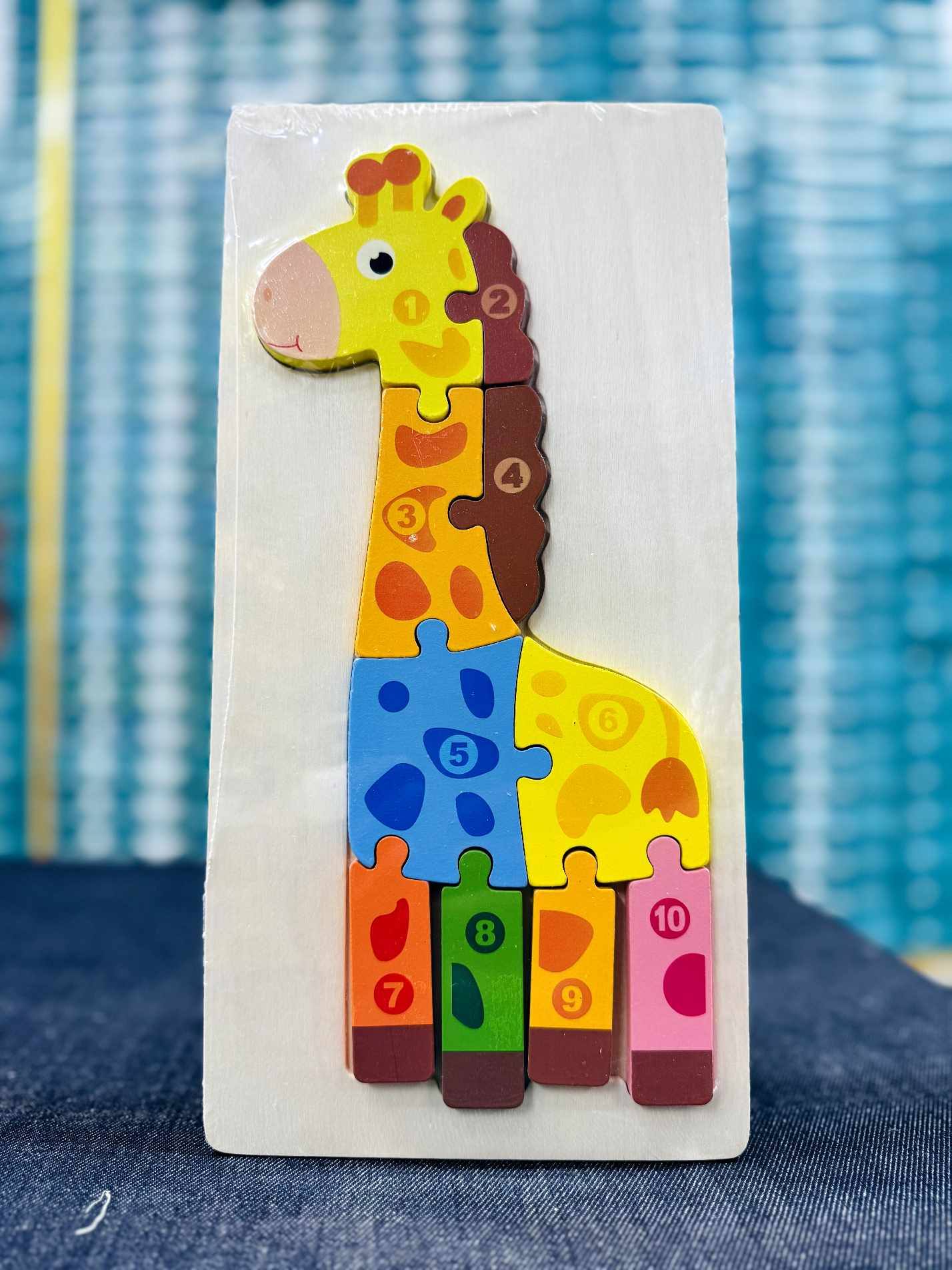 Wooden Colorful Giraffe Number Puzzle