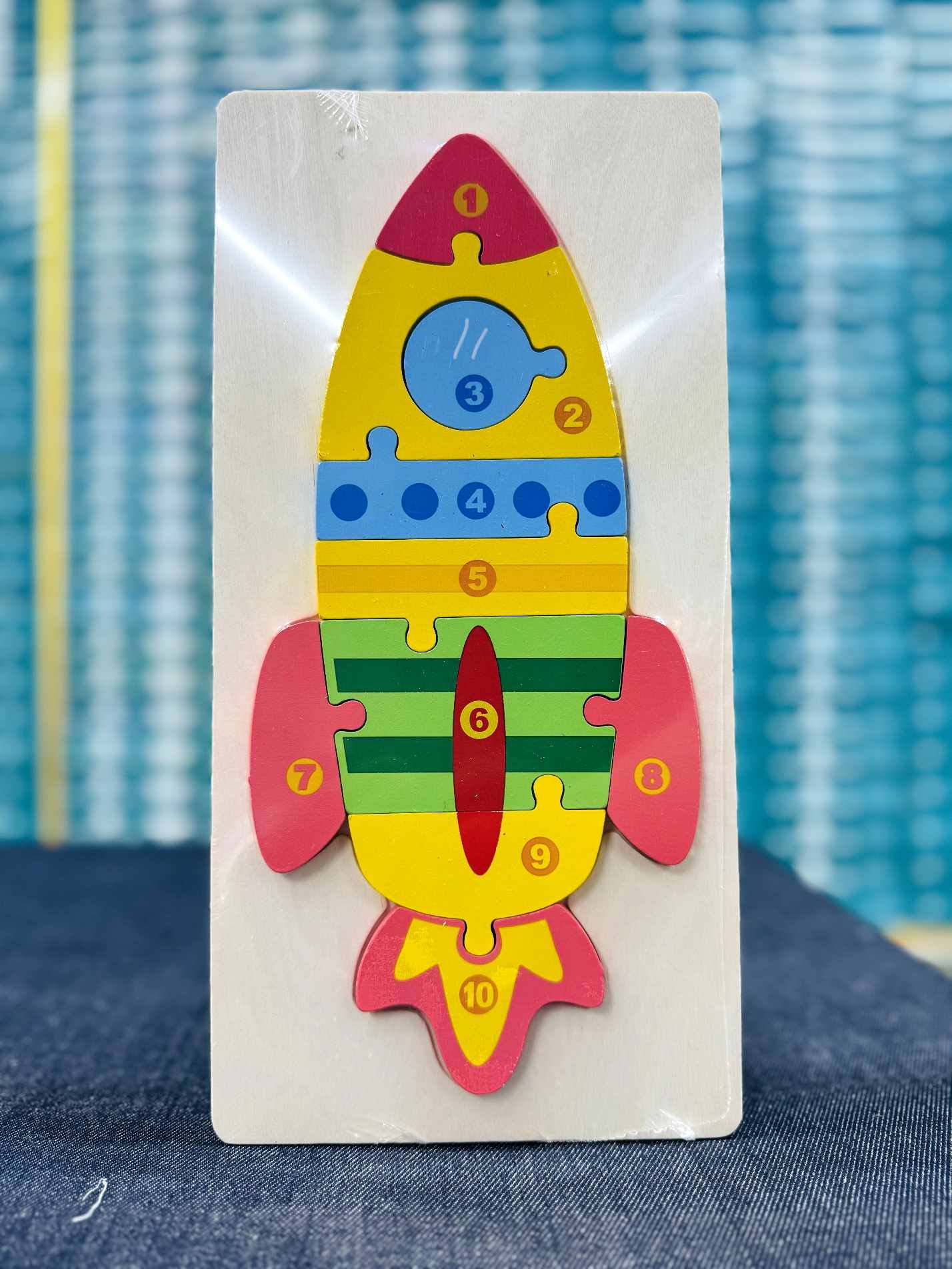 Wooden Space Rocket Number Puzzle