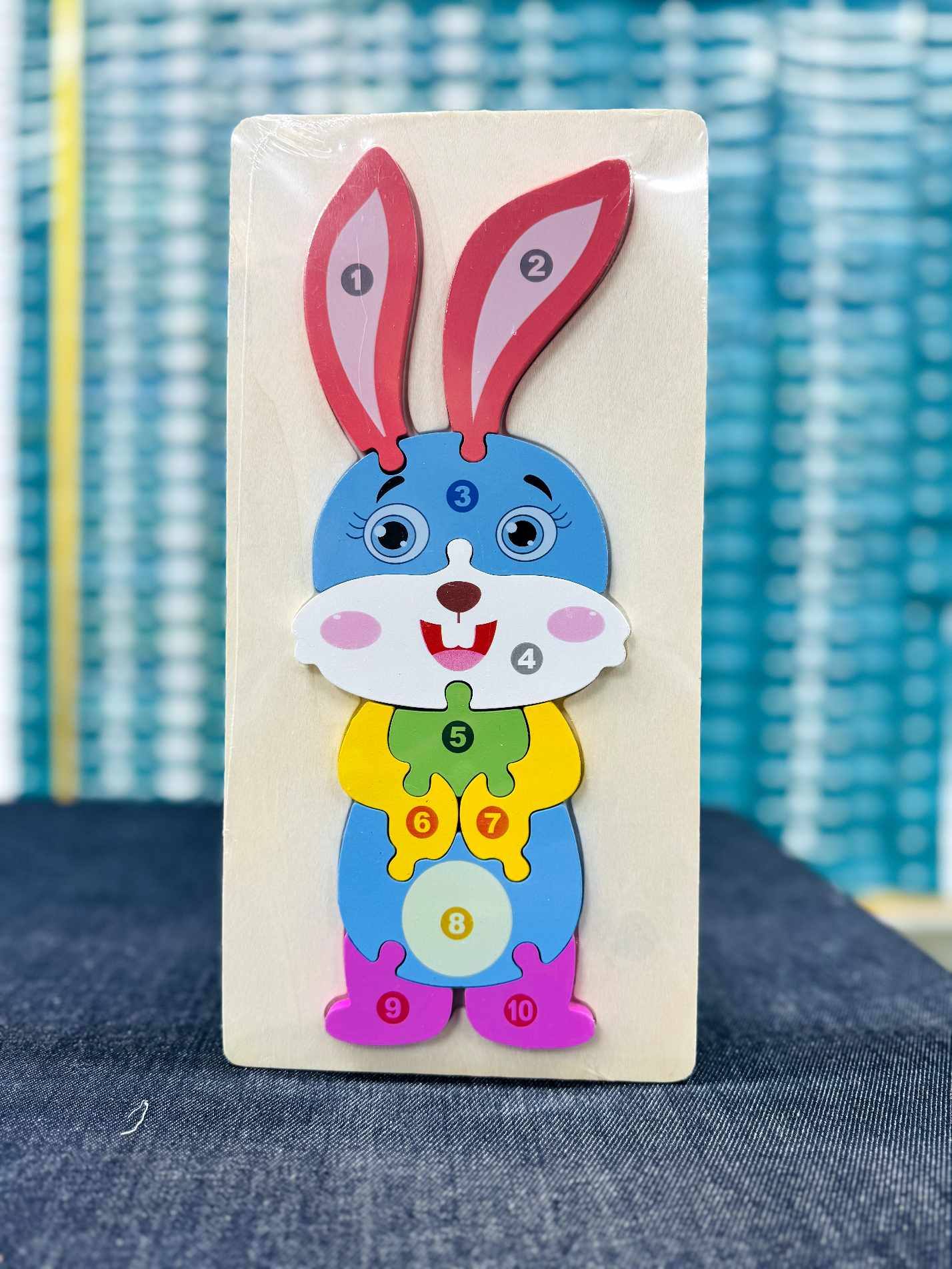 Wooden Cute Rabbit Number Puzzle